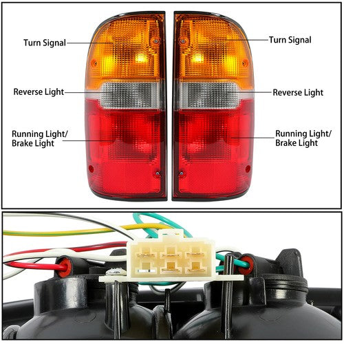 Solid Spare For Toyota Tacoma 1995-2000 Tail Lights Brake Lamps w/Bulbs Left & Right 95-00