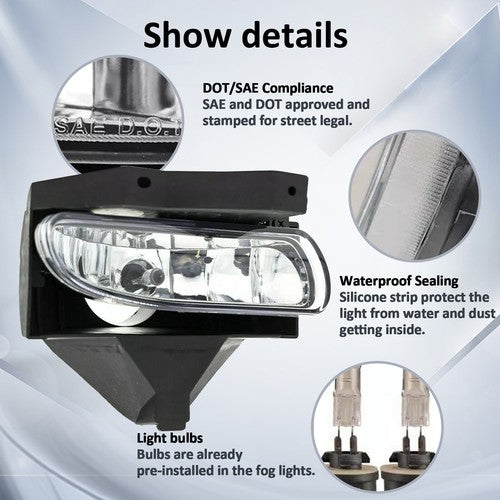 Pair Front Bumper Driving Fog Light Lamp W/Bulbs For 1999-2004 Ford Mustang GT