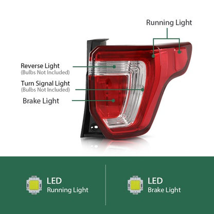 Solid Spare Fit For 2016-2019 Ford Explorer Right Passenger Tail Light Brake Lamp Assembly