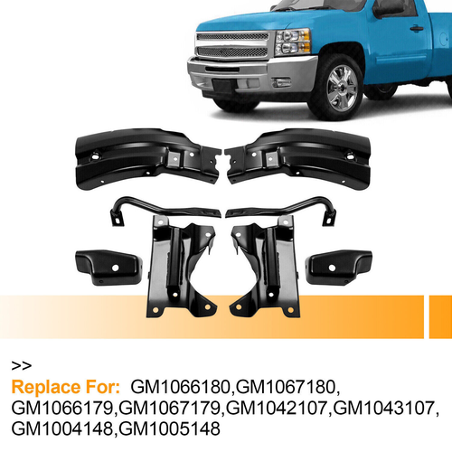 Solid Spare Front Bumper Mounting Support Brace Bracket 8pc Kit For Silverado 1500 2007-2013