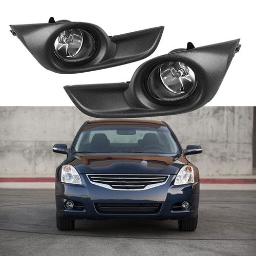 Solid Spare For Nissan Altima 2013-2015 4Dr Fog Lights Clear Lens Black Bezel Bumper Lamp