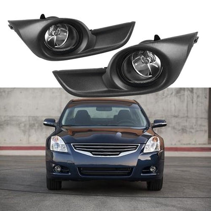 Solid Spare For Nissan Altima 2013-2015 4Dr Fog Lights Clear Lens Black Bezel Bumper Lamp