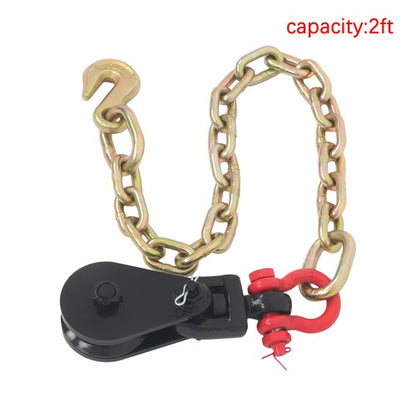 Solid Spare 2Ton 3" Sheave Snatch Block with Swivel Shackle for 3/8" Wire Rope 2ft G70 Chain