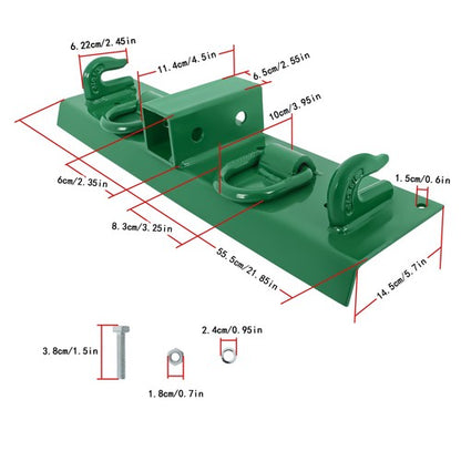 Solid Spare Bolt on Grab Hooks & D Rings & 2" Receiver Fits for John Deere Compact Tractor