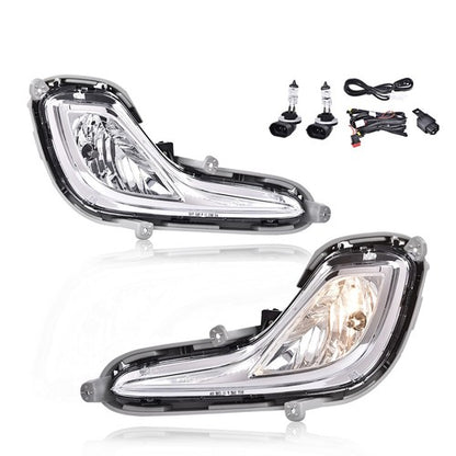 Solid Spare Fit For 2012-2017 Hyundai Accent Clear Bumper Fog Lights w/ Bulbs+Wiring+Switch