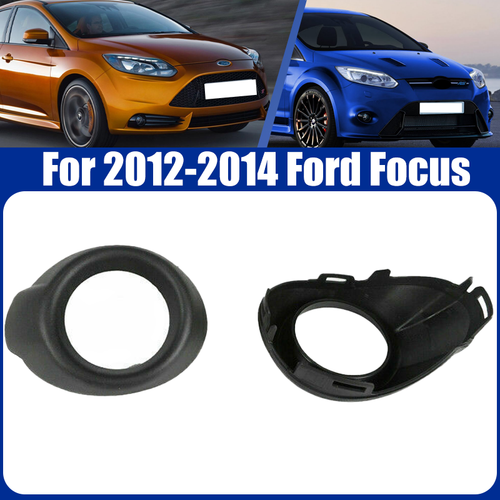 Pair Matte Black Front Bumper Fog Light Cover Bezels For 2012-2014 Ford Focus