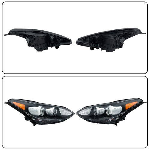 Solid Spare For Kia Sportage 2017-2022 Clear Halogen w/LED DRL 1Pair Headlights Assembly Set