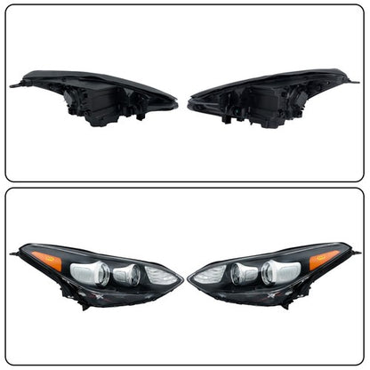 Solid Spare For Kia Sportage 2017-2022 Clear Halogen w/LED DRL 1Pair Headlights Assembly Set