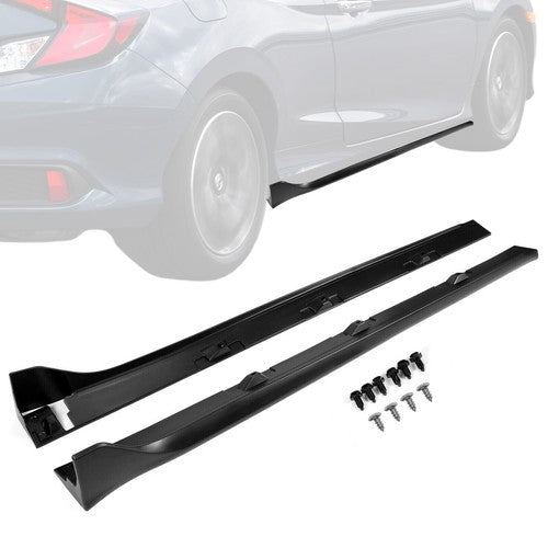 Solid Spare Side Skirt Extension For 16-2020 Honda CIVIC 4DR Sedan LX EX Si Blk Type-R Style