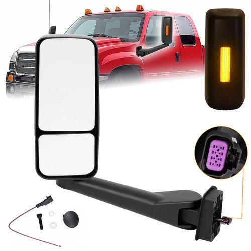 Solid Spare Power Mirror W/Light For Chevy Kodiak GMC Topkick C4500 C5500 03-09 Driver Side