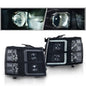 Solid Spare Fit For 2007-2013 Chevy Silverado Smoked Dual LED DRL Strip Projector Headlights