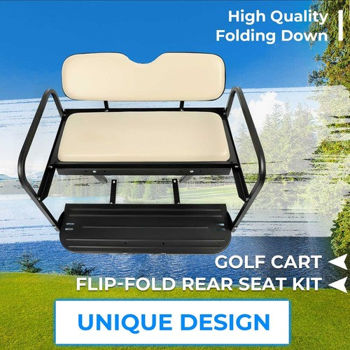 Solid Spare For Yamaha Drive G29 2007-2016 Golf Cart Flip Rear Back Seat Kit w/Beige Cushion