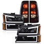 Solid Spare Fit For 2003-2007 Chevy Silverado 1500 2500 3500 LED DRL Headlights &Tail Lights