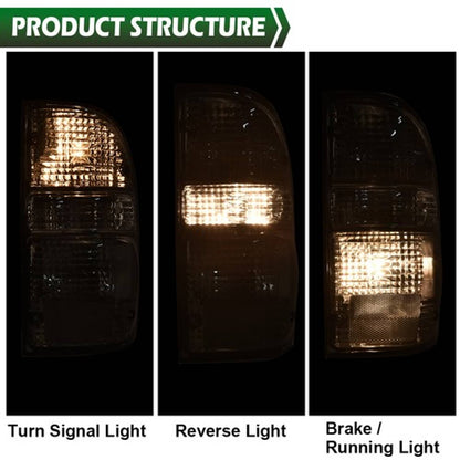 Solid Spare Fit For 01-04 Toyota Tacoma Smoke Tail Lights Brake Lamps Assembly w/ Bulbs