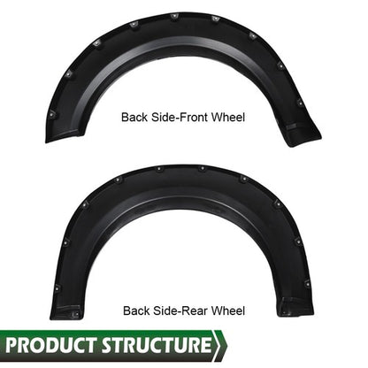 Solid Spare Wheel Fender Flares Fit For 2009-2014 Ford F150 F-150 Pocket Rivet Style Bolt on