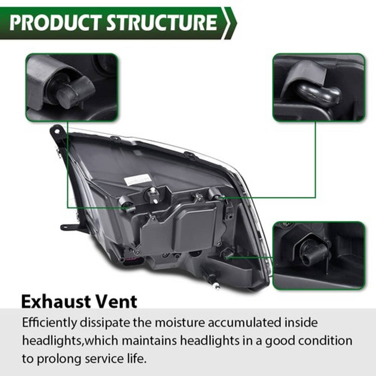 Solid Spare Fit For 2009-2018 Dodge Ram 1500 2500 3500 Black Projector Headlights w/ LED DRL