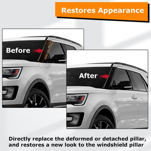 Solid Spare For 11-19 Ford Explorer Left Side Windshield A-Pillar Molding Inner Outer Trim