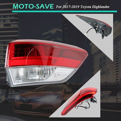 Solid Spare Rear Lamp Outer Tail Light Red For Toyota Highlander 2017-2019 Passenger RH Side