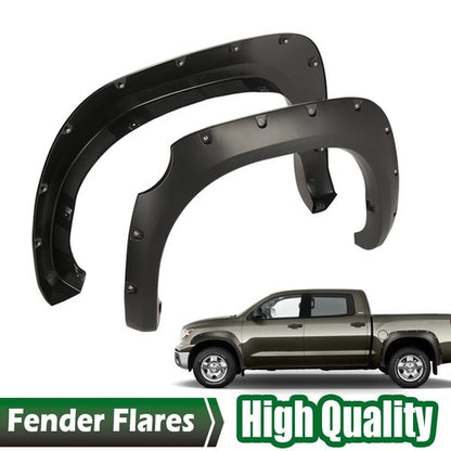 Solid Spare Black Fit For 2007-2013 Toyota Tundra Pocket Rivet Style Fender Flares 4pcs