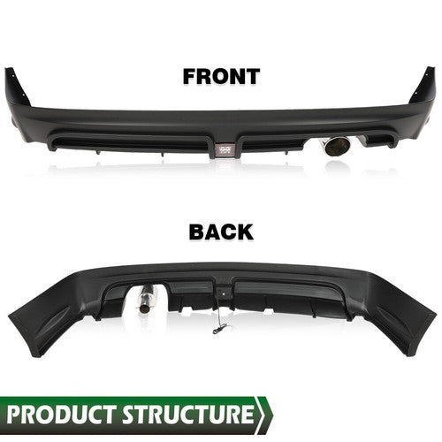 Solid Spare Rear Bumper Spoiler w/ LED Brake Light + Muffler Tip Fit For 06-11 Honda Civic