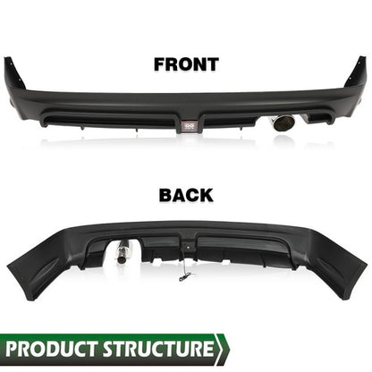 Solid Spare Rear Bumper Spoiler w/ LED Brake Light + Muffler Tip Fit For 06-11 Honda Civic