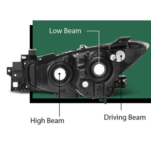 Solid Spare Black Halogen Projector Headlight Fit For 2017-2018 Mazda 3 Right Passenger Side