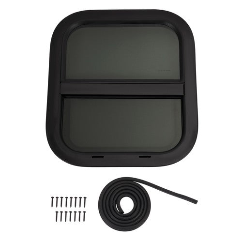Solid Spare Vertical Slider 14"x16" Aluminum RV Window w/ Trim Ring Tempered Glass Camper