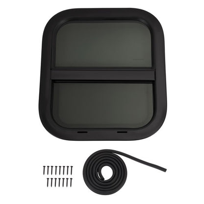 Solid Spare Vertical Slider 14"x16" Aluminum RV Window w/ Trim Ring Tempered Glass Camper