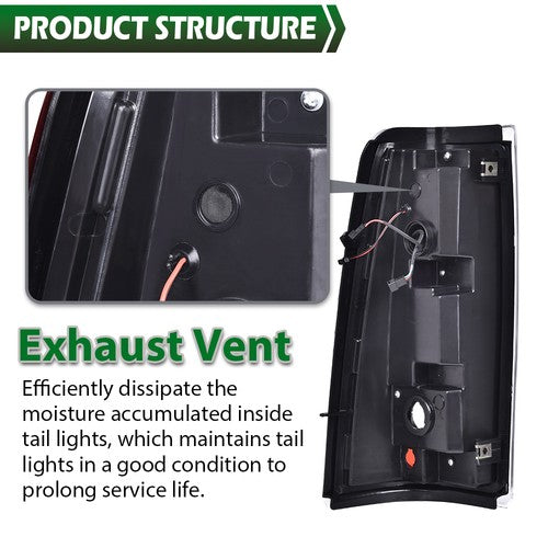 Solid Spare Fit For 1999-2006 Chevy Silverado LED Tail Lights Lamps Left+Right Black Smoke