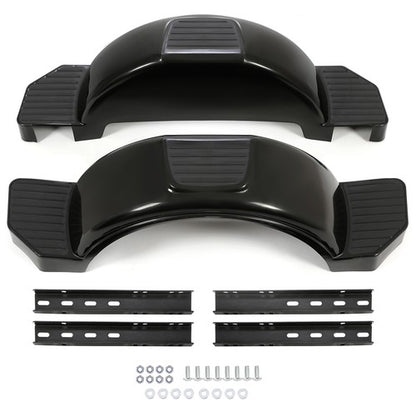 Solid Spare Glossy Black 2 (TWO) SINGLE AXLE TRAILER FENDERS FOR 13" WHEELS TIRES SKIRT BOAT