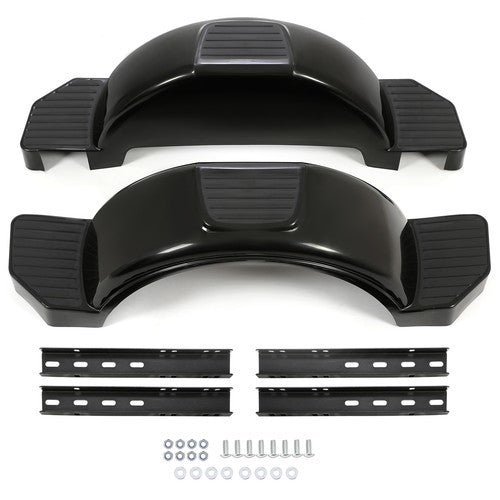 Solid Spare Glossy Black 2 (TWO) SINGLE AXLE TRAILER FENDERS FOR 13" WHEELS TIRES SKIRT BOAT