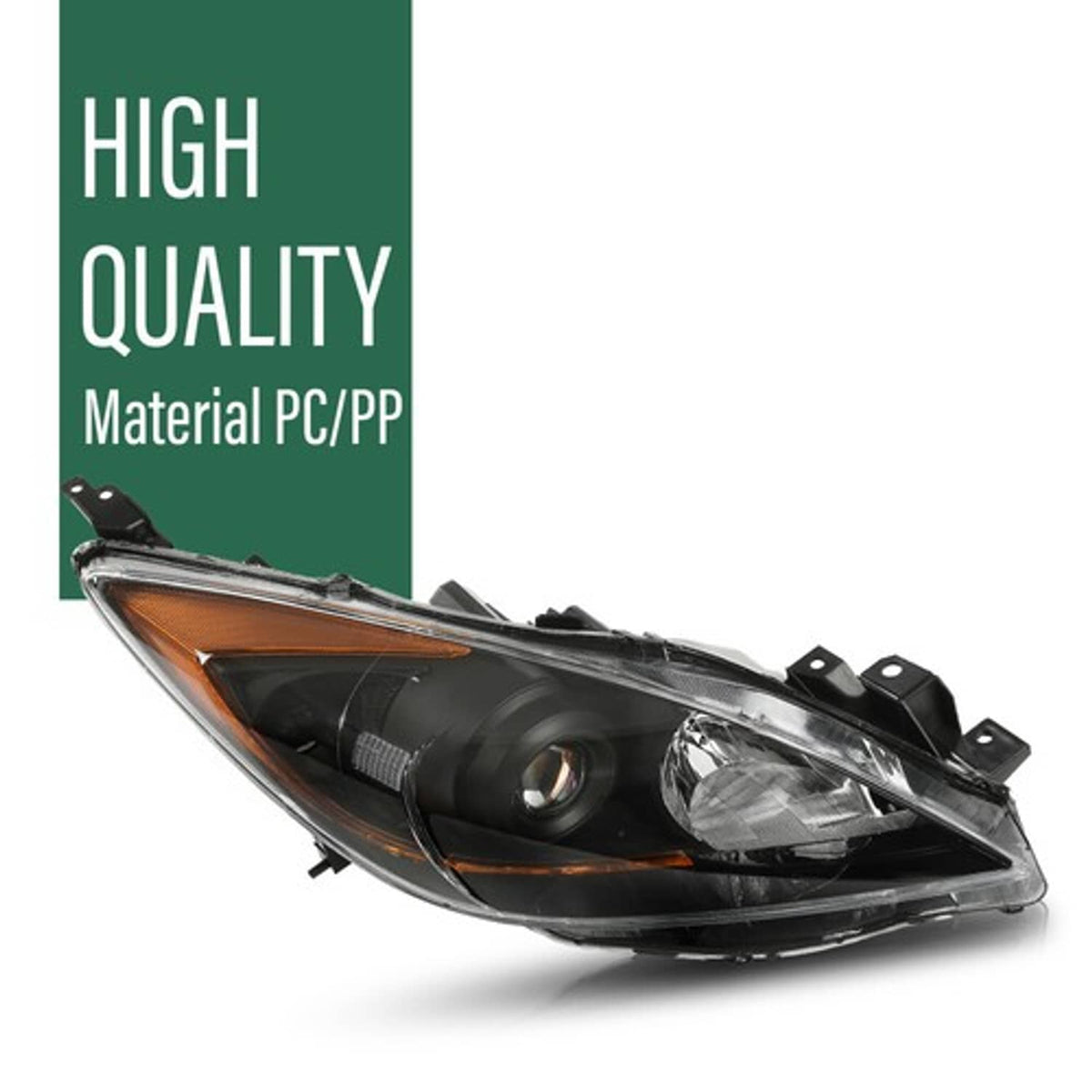Solid Spare Fit For 10-13 Mazda 3/3 Sport Amber Corner Black Housing Projector Headlights