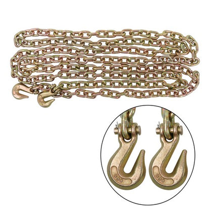 Solid Spare Binder Transport Chain G80 Steel 7100Lbs Tow Chain 3/8In × 20FT With Grab Hooks