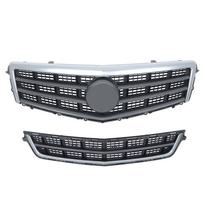 Solid Spare 2Pcs Front Upper Grille + Lower Grille Plastic For Cadillac ATS 2013-2014 Chrome