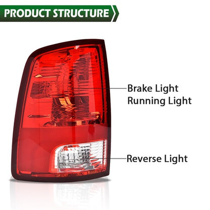 Solid Spare Fit For 2009-2018 Dodge Ram 1500 2500 3500 Tail Lights Lamps Left+Right