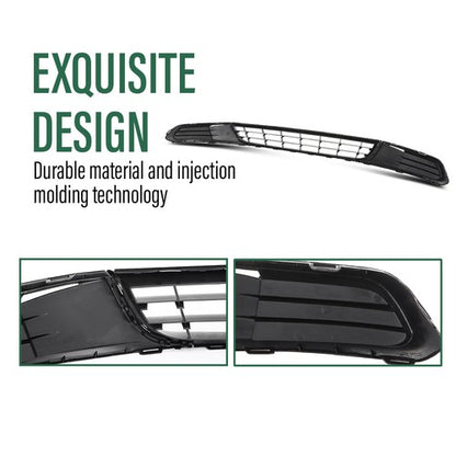 Solid Spare Fit For 10-14 VW Jetta Front Bumper Lower Grille w/ Chrome Trim+Fog Light Cover