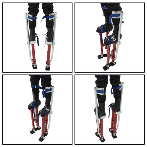 Solid Spare Aluminum Drywall Adjustable Height Stilts Tool For Painter Taping Red 24"-40"