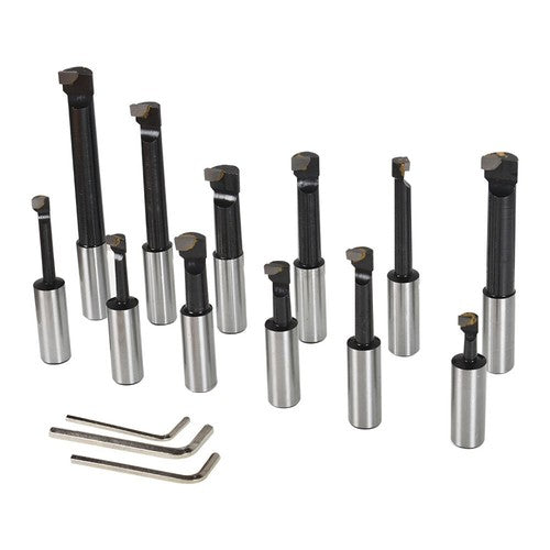 Solid Spare 3 Inch Precision Boring Head W/ R8 Shank 12 Pcs 3/4" Carbide Boring Bars Set