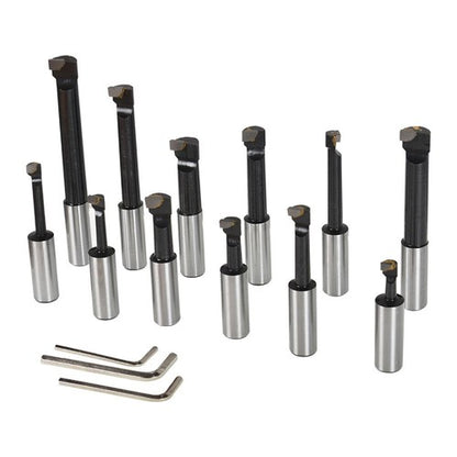 Solid Spare 3 Inch Precision Boring Head W/ R8 Shank 12 Pcs 3/4" Carbide Boring Bars Set