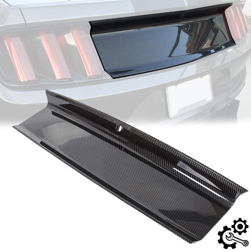Solid Spare CARBON FIBER LOOK TRUNK PANEL DECKLID REAR TRIM COVER FOR 2015-2023 MUSTANG GT