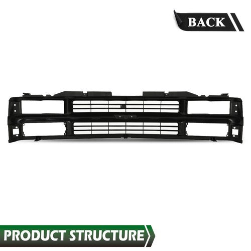 Solid Spare Front Grille Fit For 1994-1998 Chevy C/K 1500 2500 3500 Composite Pickup Truck