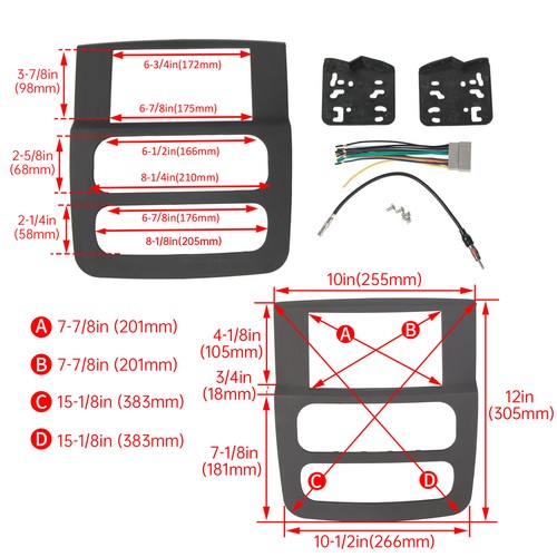 Solid Spare Stereo Radio Double Din Install Dash Kit Fits 2002-2005 Dodge Ram 1500 2500 3500