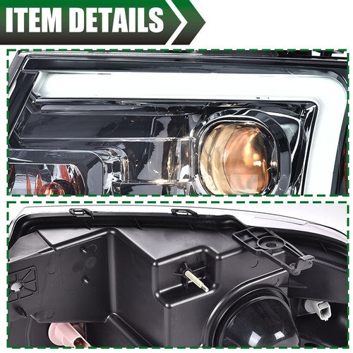 Solid Spare LED DRL Projector Headlight/lamps Chrome/Smoke Fit For 04-08 Ford F-150/Mark LT