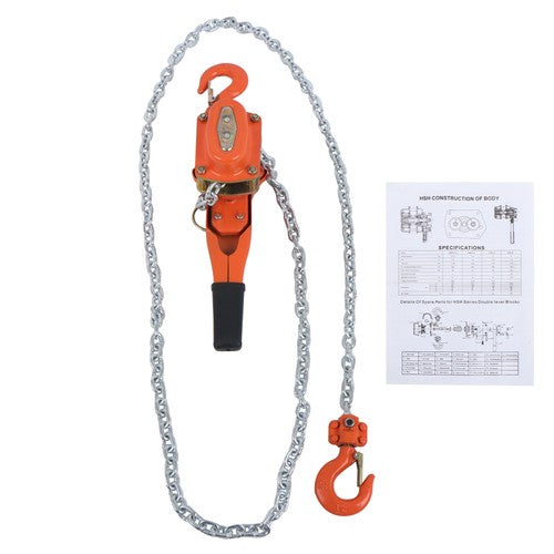 Solid Spare Lever Chain Hoist 1650Lbs Capacity 10Feet G80 Chain for Warehouse Machinery