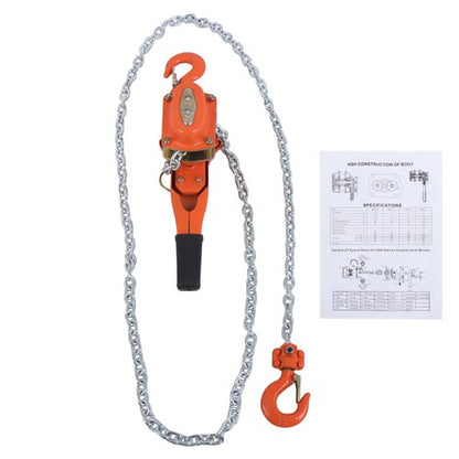 Solid Spare Lever Chain Hoist 1650Lbs Capacity 10Feet G80 Chain for Warehouse Machinery