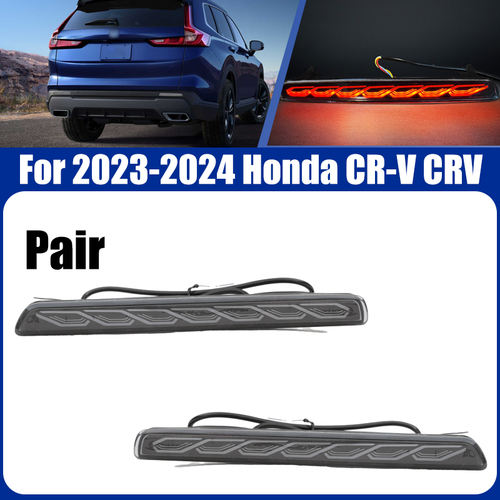 Rear Bumper LED Reflector Lights Pair For 2023 2024 Honda CR-V CRV Smoked Lens