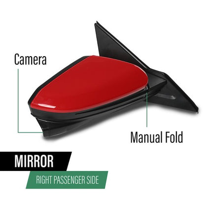 Solid Spare Fit For Honda Civic Sedan 16-2020 Red Mirror Power Heated Camera Passenger Side