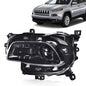 Solid Spare Fit For 2014-2017 Jeep Cherokee Headlight Left Driver Side Black Trim With Bulb