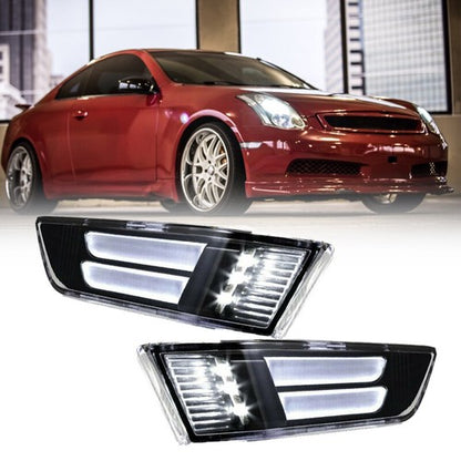 LED Bumper Smoky Side Marker Lights Pair Fits 2003-2007 Infiniti G35 2Door Coupe
