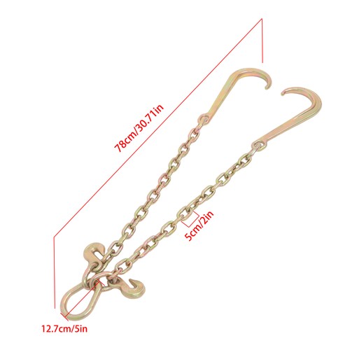 Solid Spare Working Load 7100lbs Double Limb Hook Chain 3/8in*2ft G80 Chain 15IN J Hooks